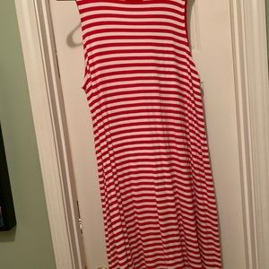 Red and white striped swing dress